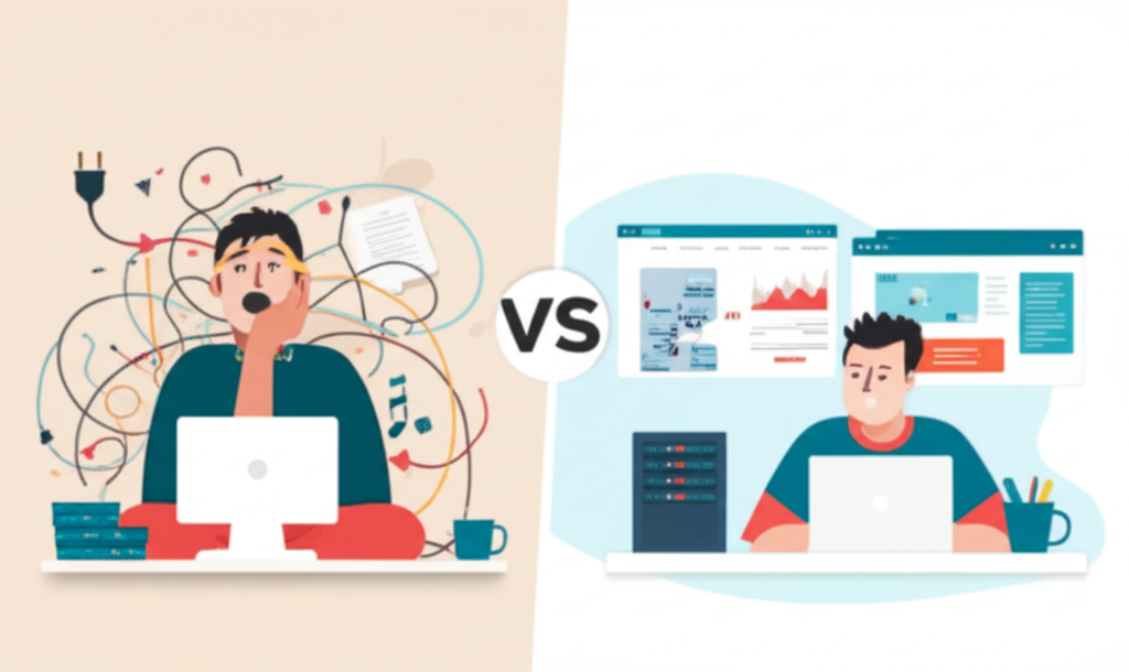 Illustration of website hosting migration between servers