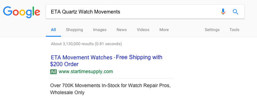 Google Ads conversion tracking results for B2B campaign