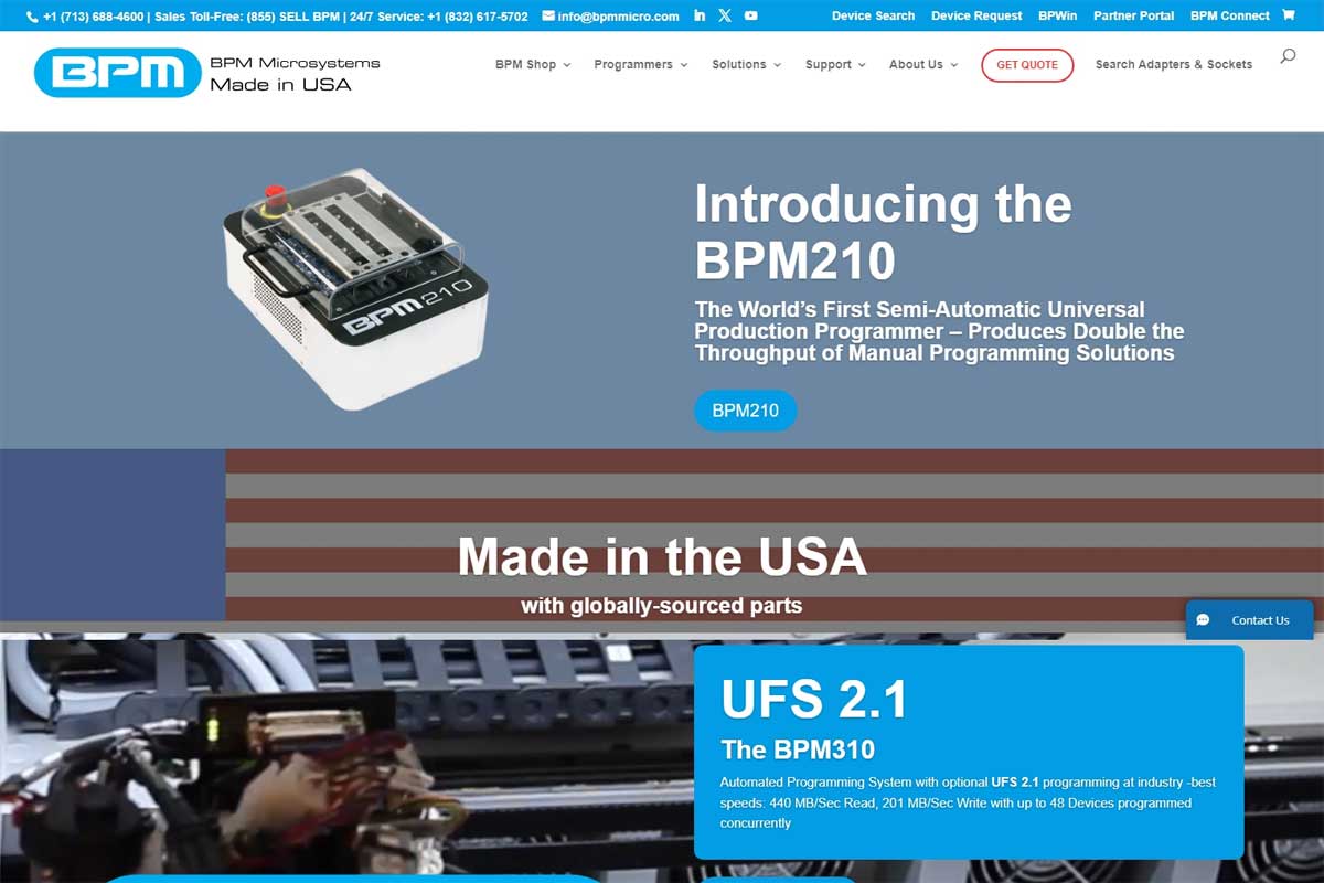 BPM Microsystems corporate website with product lineup
