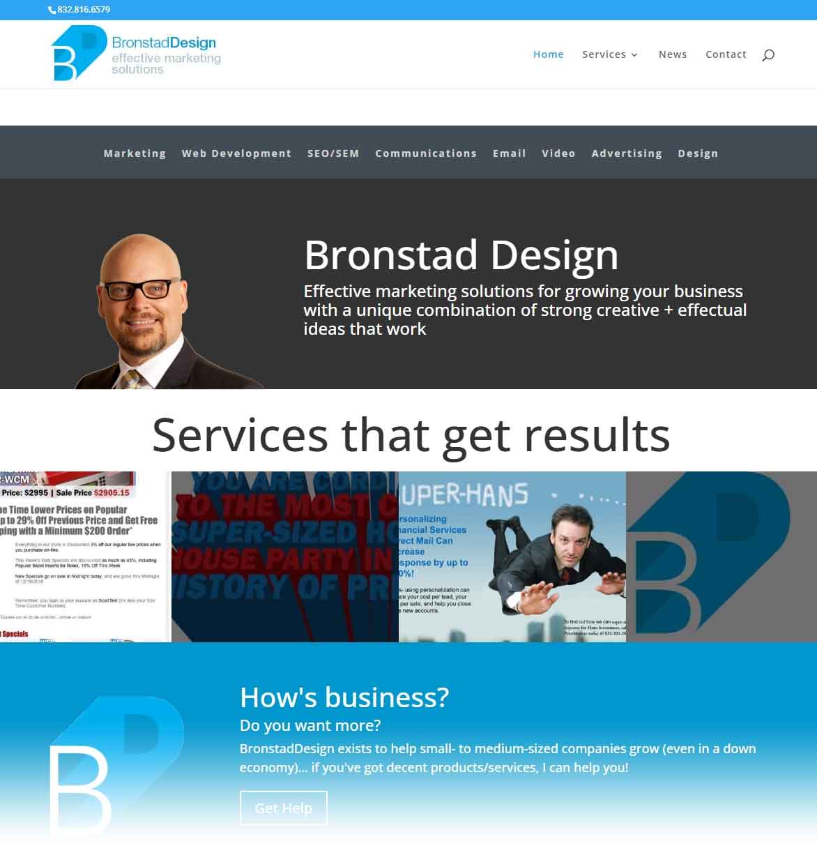 BronstadDesign.com homepage before its AI-assisted redesign