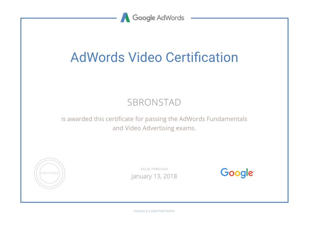 Google Ads video advertising certification