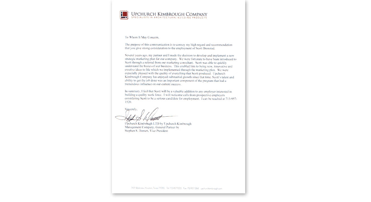 A letter of recommendation