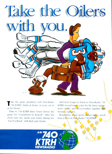 Houston Oilers KTRH radio print advertisement