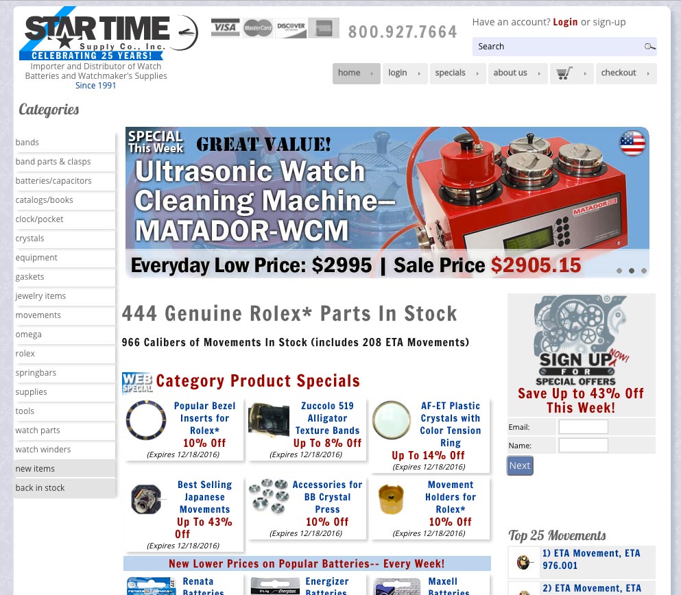 Star Time Supply e-commerce website with product catalog