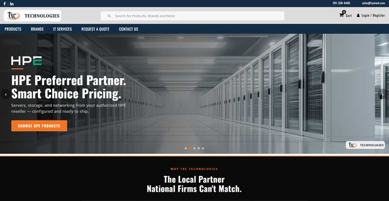 TXC Technologies e-commerce store with enterprise IT products